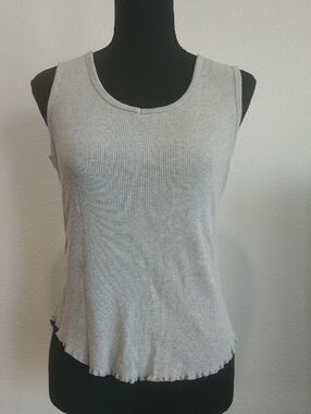 Lot of 2 Women's Ribbed Scoop Neck Tank Top - Light Gray, White